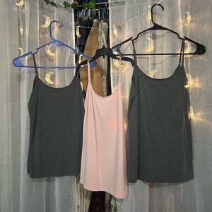 3pcs pink and grey tank tops